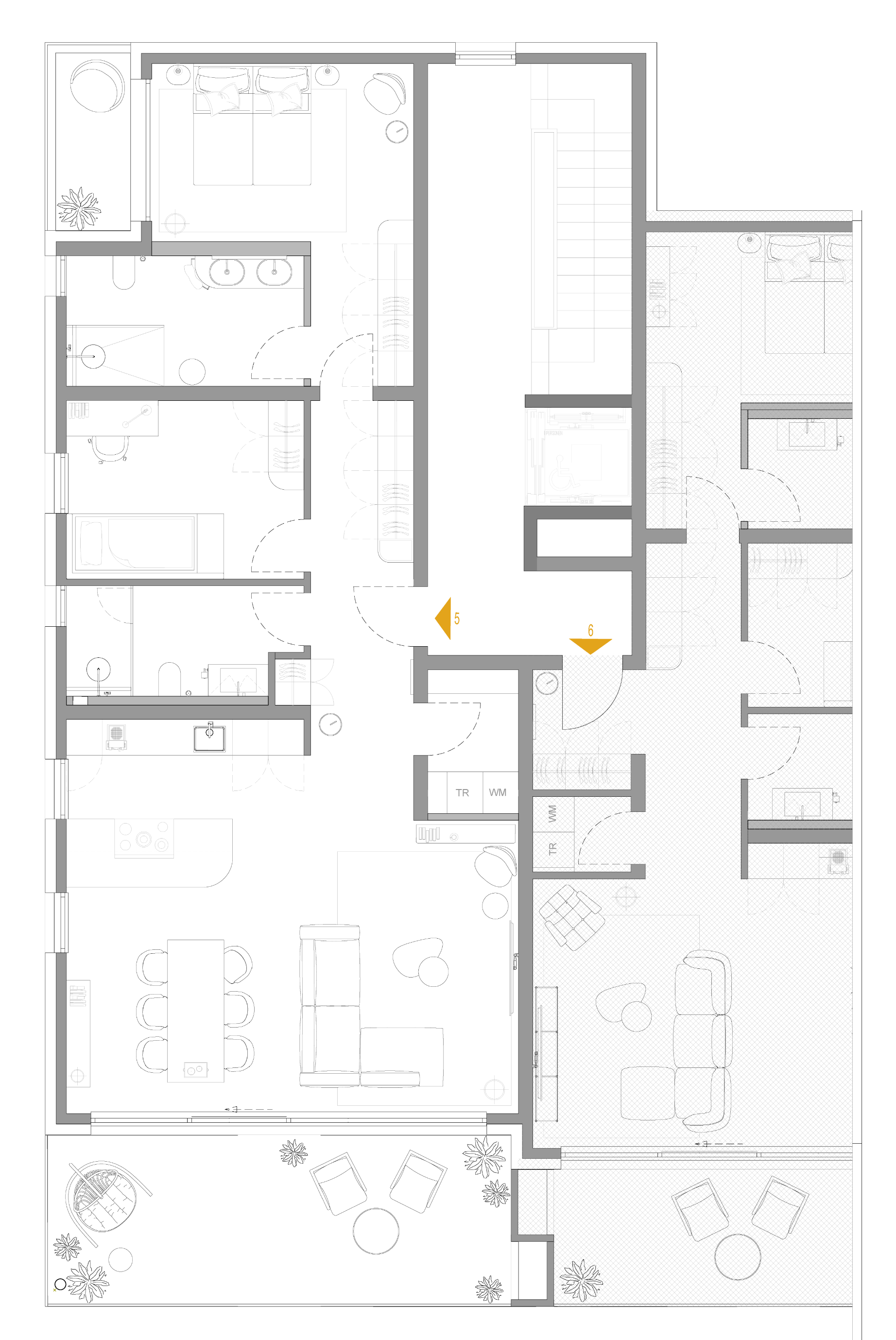 Grundriss 3-Zimmer-Wohnung, Beispiel WE